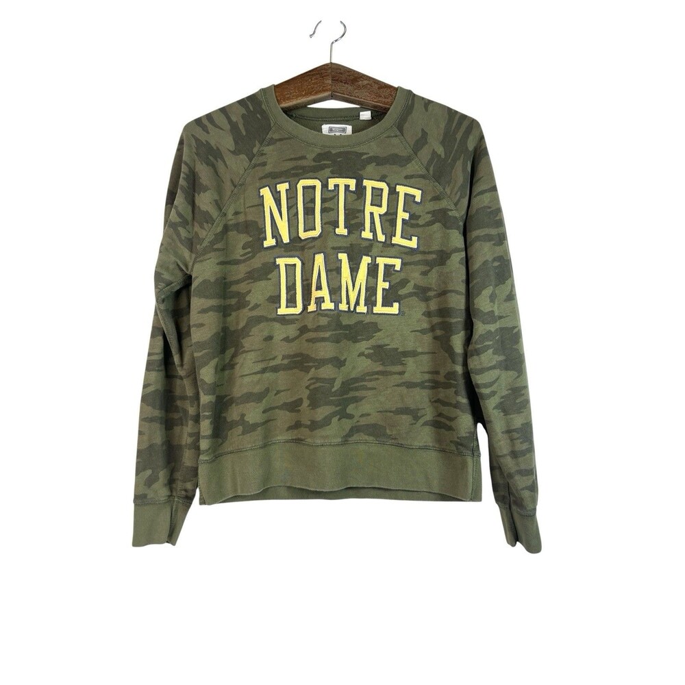 Tailgate Notre Dame Camo Sweatshirt Women M Green Crewneck Pullover Collegiate